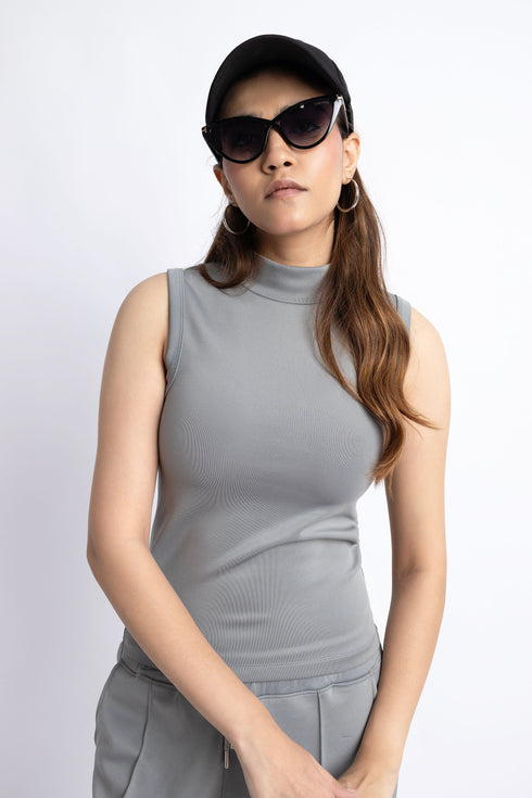 The Grey Mock Neck Tank Top